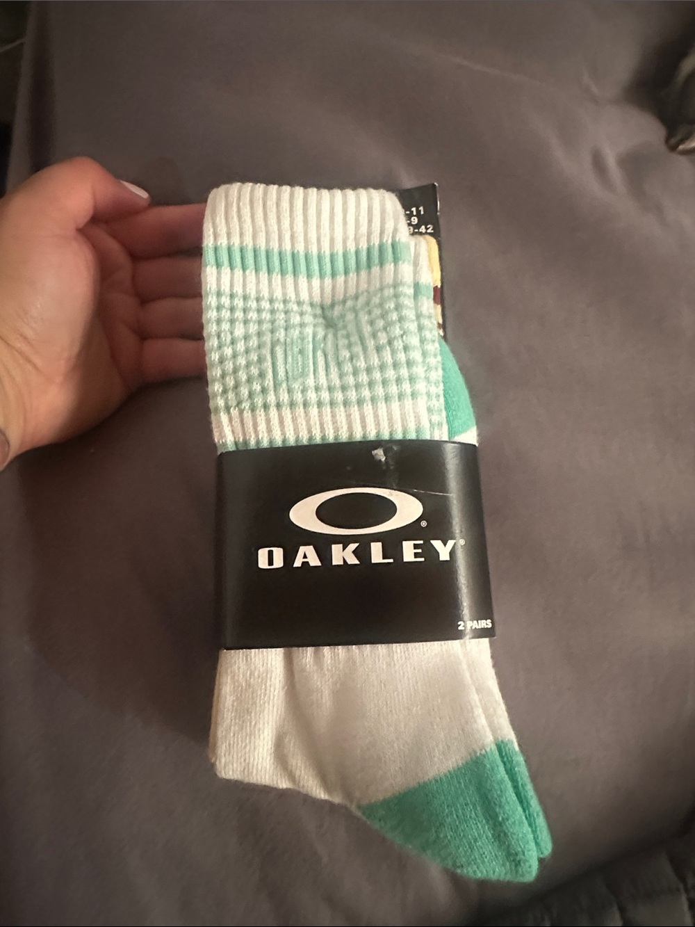 Oakley White and Mint Crew Athletic Socks - 2 Pack